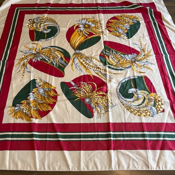 Vintage Hat Printed Scarf Italy Silk Betmar Classy Feathers Retro Gatsby - Picture 1 of 14